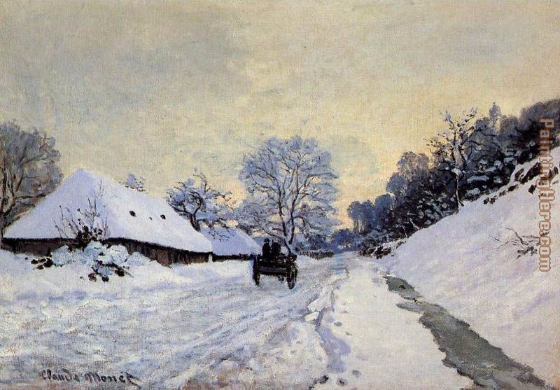 Claude Monet A Cart On The Snow Covered Road With Saint Simeon Farm